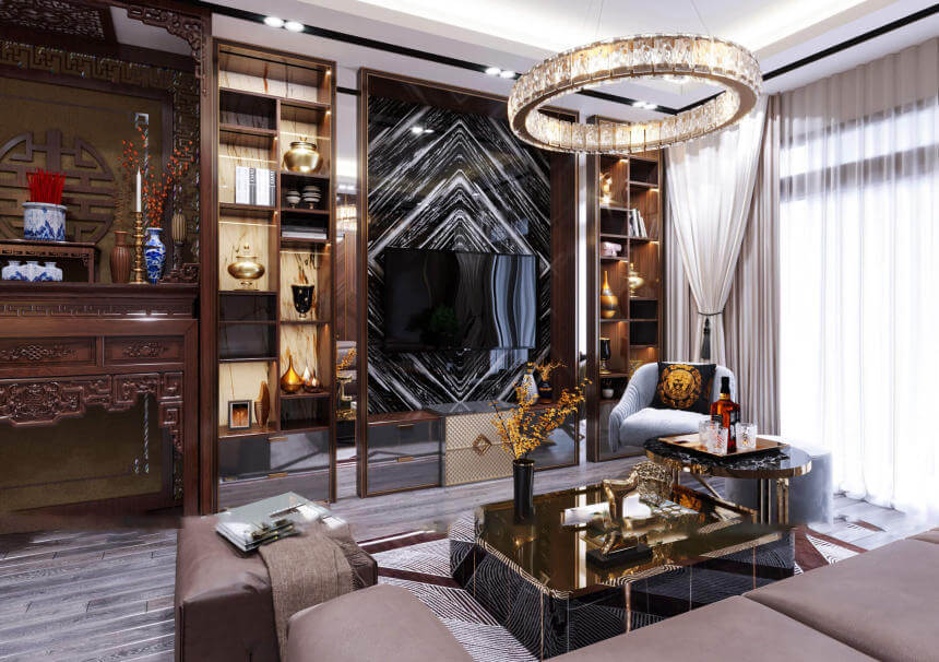 Thiết kế phòng khách chung cư Luxury