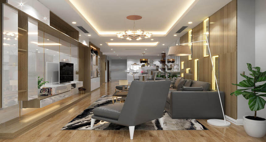 Thiết kế phòng khách chung cư Lux