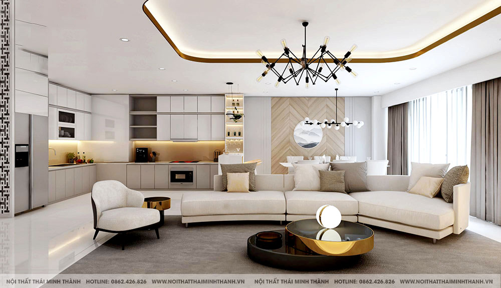 pha trộn các kích thước phòng khách 1