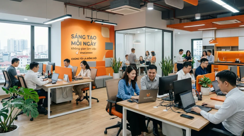 Tạo phong cách riêng cho nội thất văn phòng Bee với gam màu cam thương hiệu