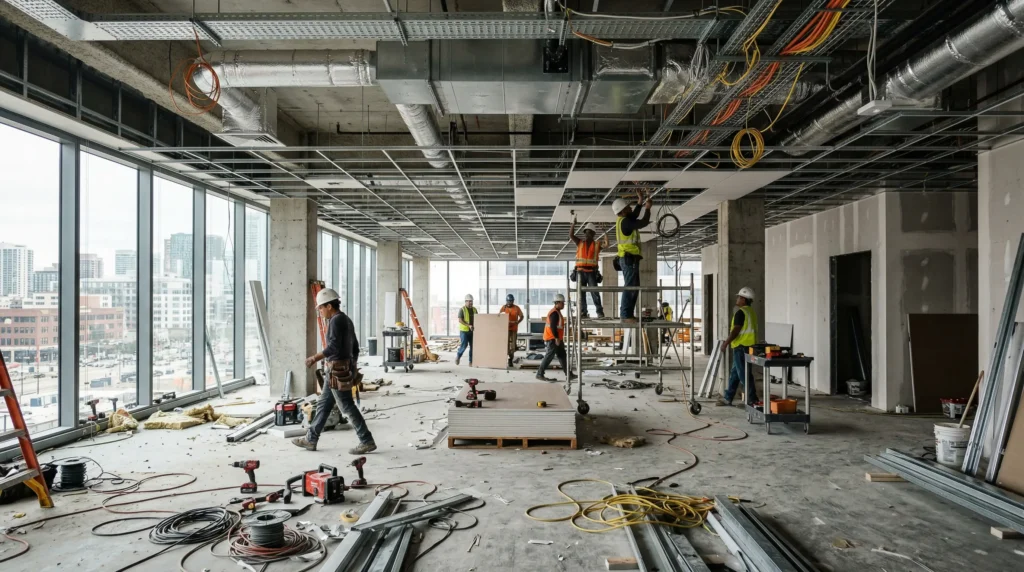 Thực tế thi công nội thất văn phòng không gian mở